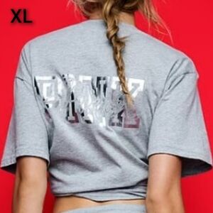 SZ XL VS PINK RHINESTONE SHORT SLEEVE CAMPUS TEE